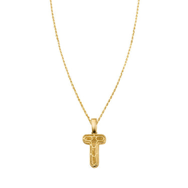 yellow Diamond Letter T Pendant in 10k Yellow Gold 0.24 ctw